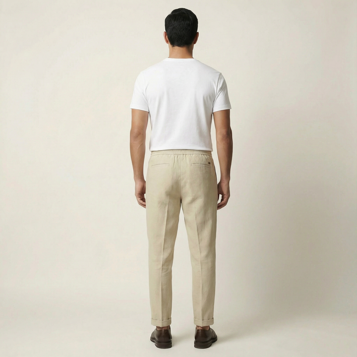 Men’s Casual Beach Pants – Drawstring Waist, Tapered Leg