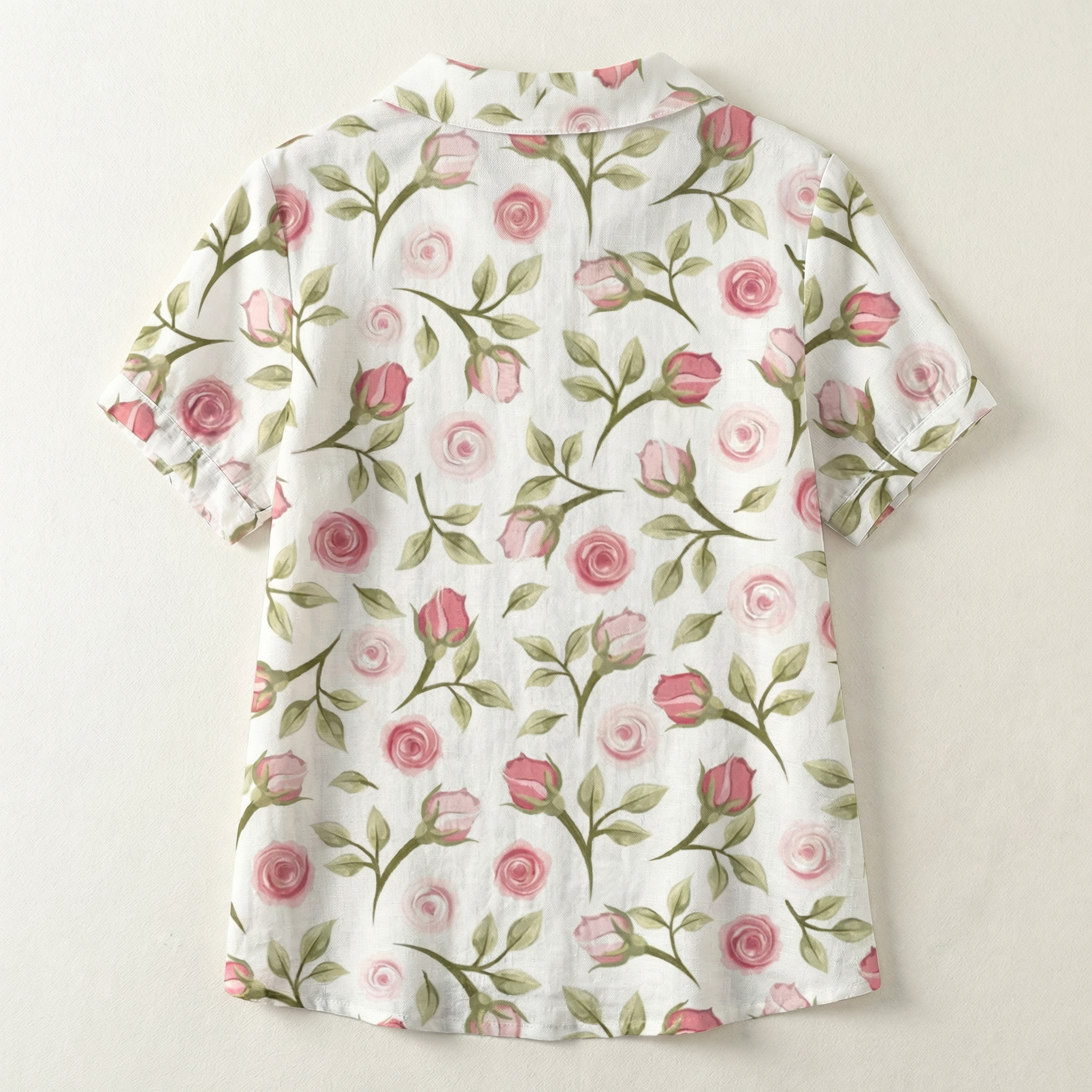 Women’s Short Sleeve Printed Shirt – Button Front