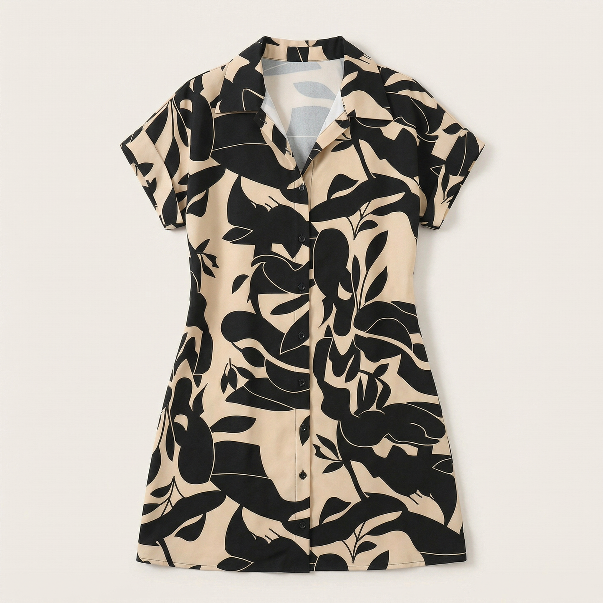 Women’s Button Front Dress – Short Sleeve Printed Pattern