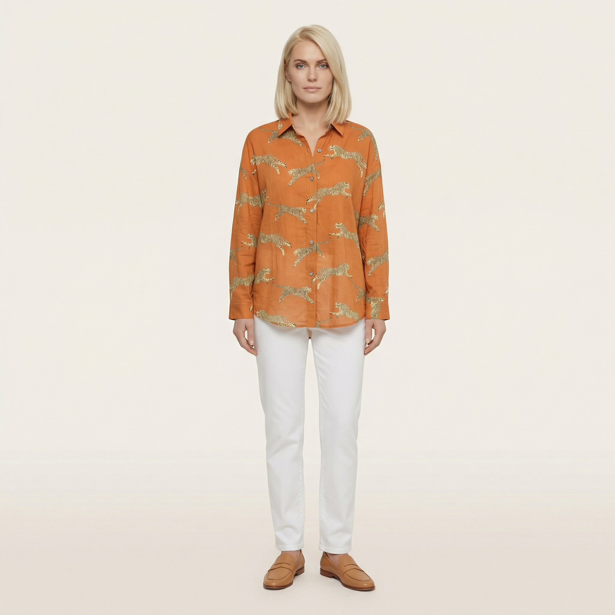 Women’s Long Sleeve Printed Shirt – Button Front Design