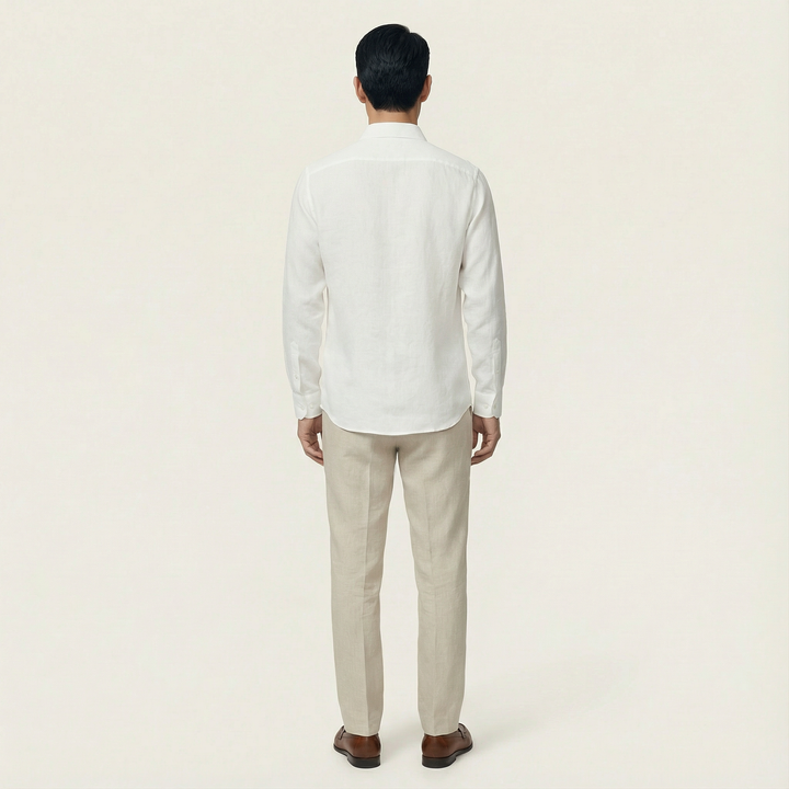 Men’s Long-Sleeve Shirt – Button-Front Closure, Solid Color