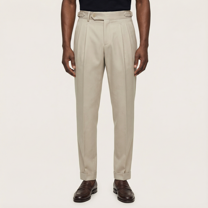 Men’s Pleated Trousers – Straight Leg, Ankle-Length Design