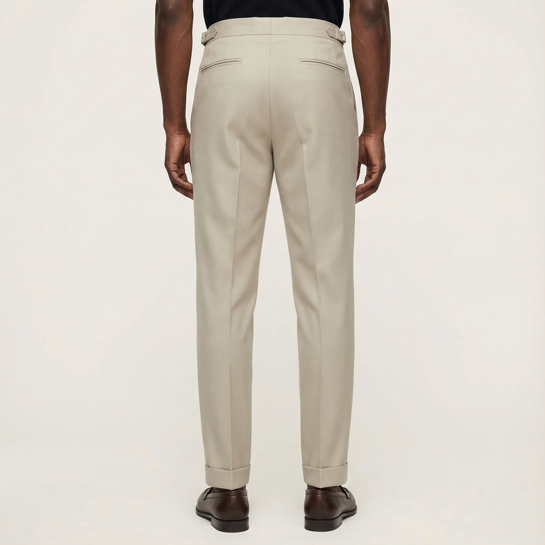 Men’s Pleated Trousers – Straight Leg, Ankle-Length Design