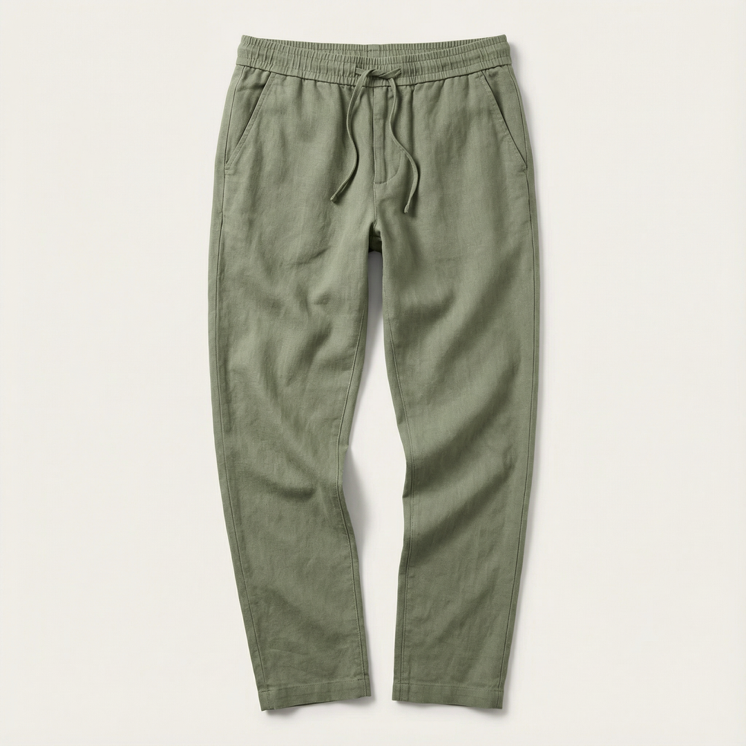 Men’s Casual Beach Pants – Drawstring Waist, Tapered Leg
