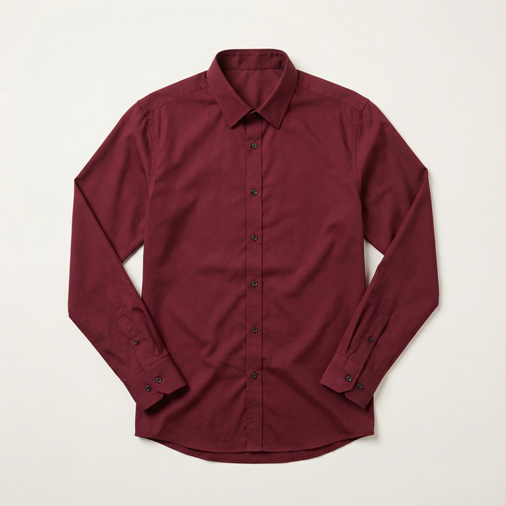 Men’s Long-Sleeve Button-Up Shirt – Collared Design, Slim Fit