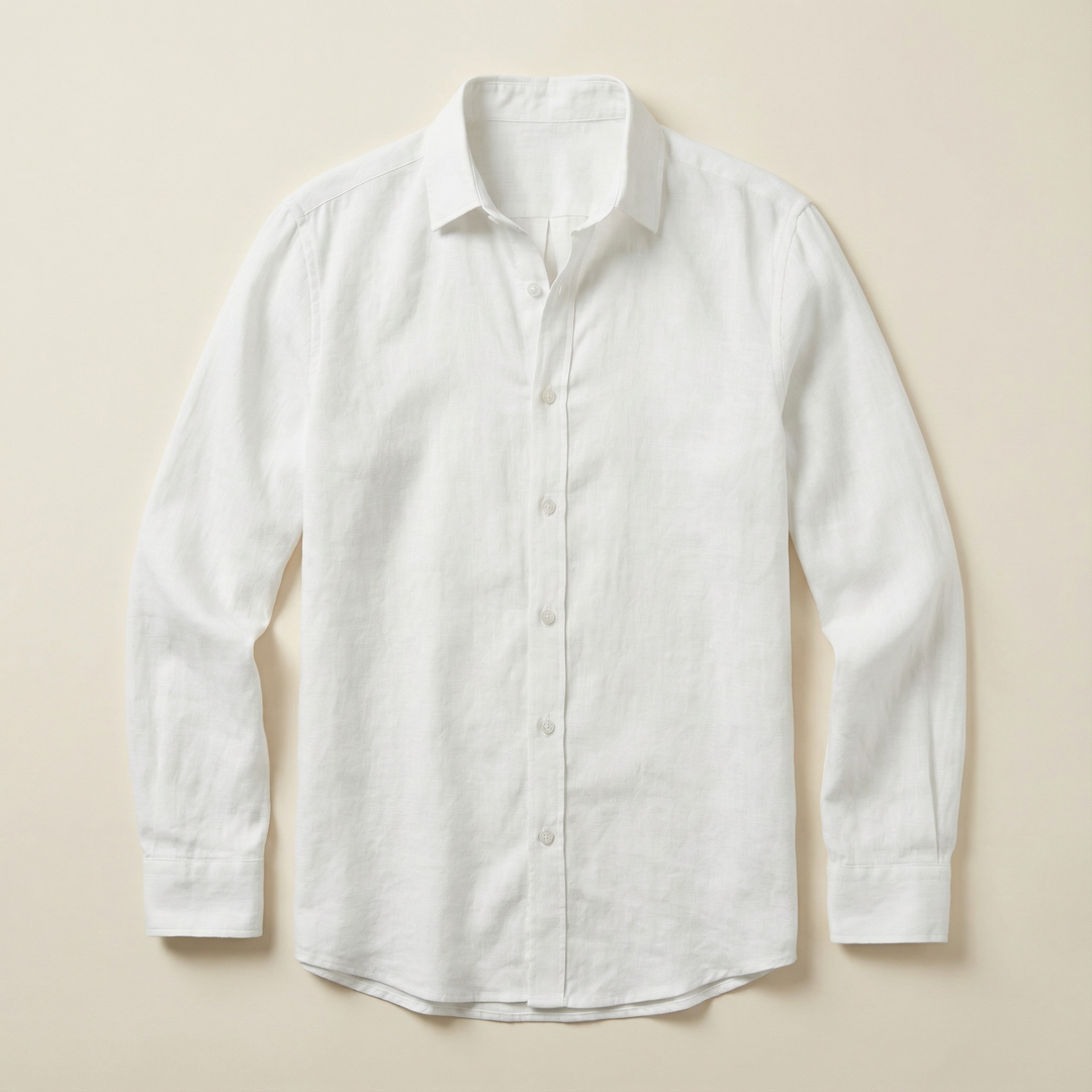 Men’s Long-Sleeve Shirt – Button-Front Closure, Solid Color