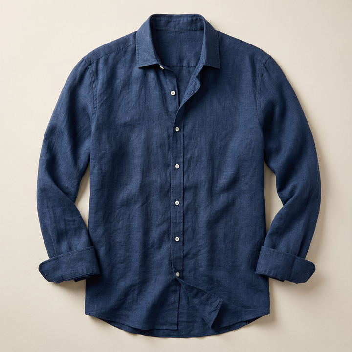 Men’s Long-Sleeve Shirt – Button-Front Closure, Solid Color