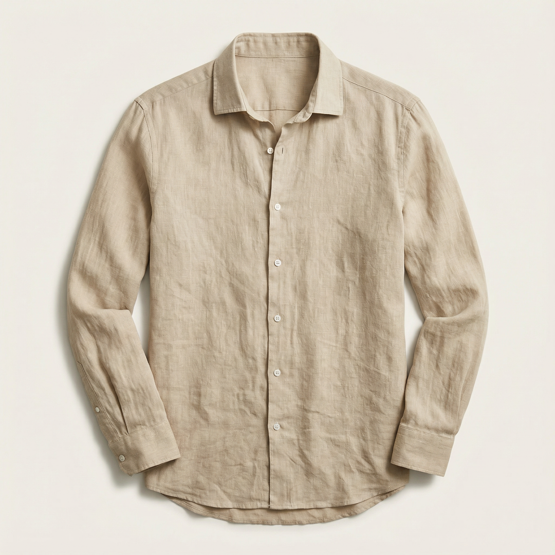 Men’s Long-Sleeve Shirt – Button-Front Closure, Solid Color