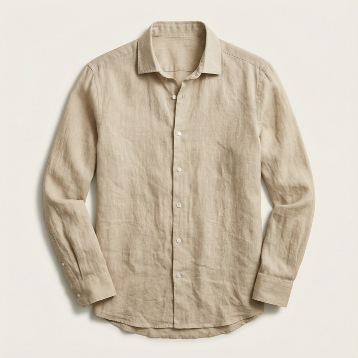 Men’s Long-Sleeve Shirt – Button-Front Closure, Solid Color