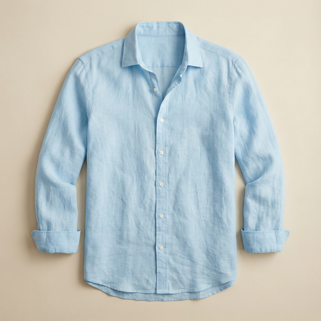 Men’s Long-Sleeve Shirt – Button-Front Closure, Solid Color