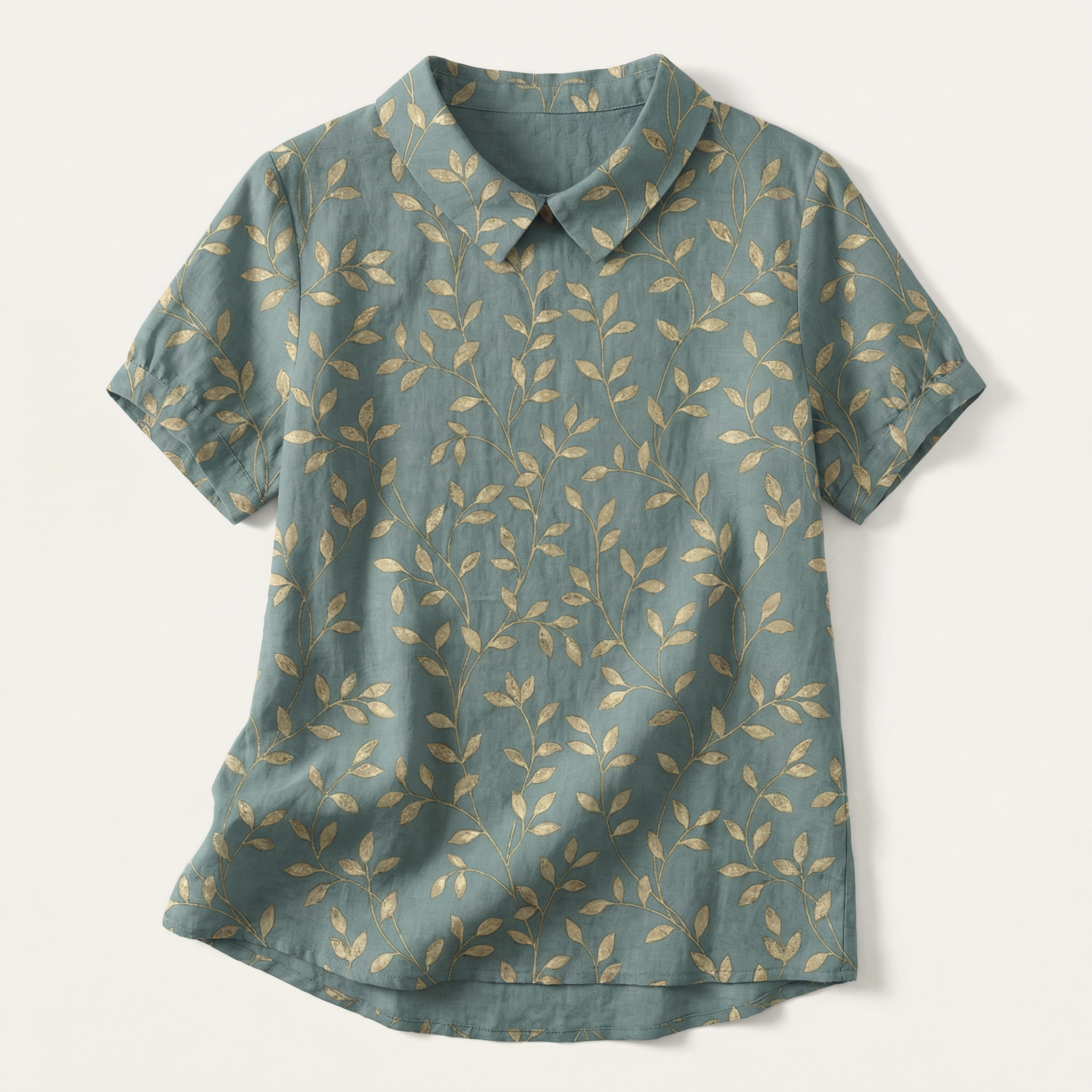Women’s Short Sleeve Printed Shirt – Button Front
