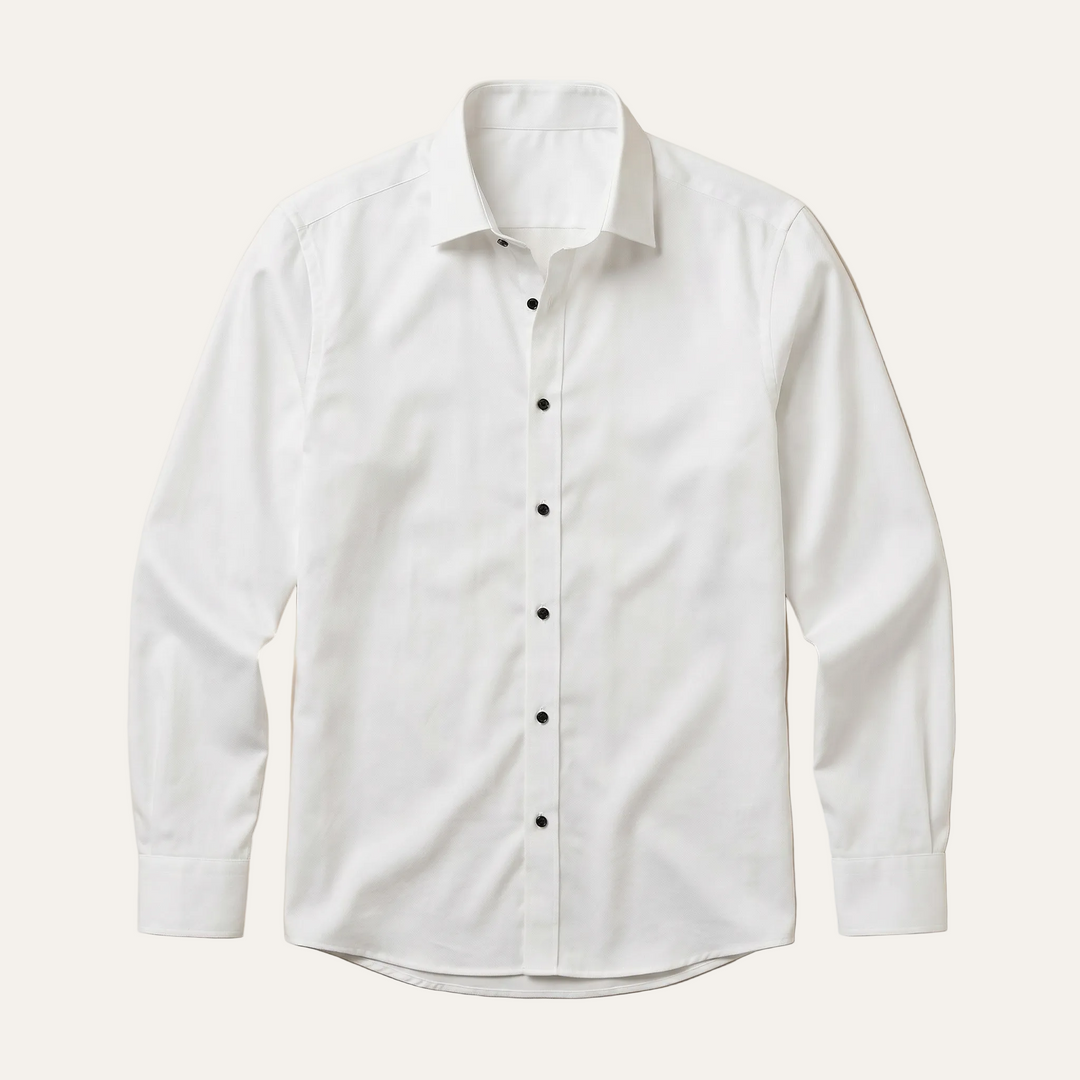 Men’s Long-Sleeve Button-Up Shirt – Collared Design, Slim Fit