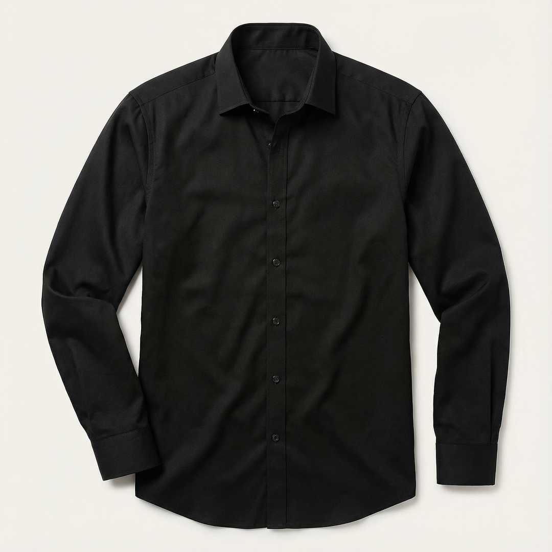 Men’s Long-Sleeve Button-Up Shirt – Collared Design, Slim Fit