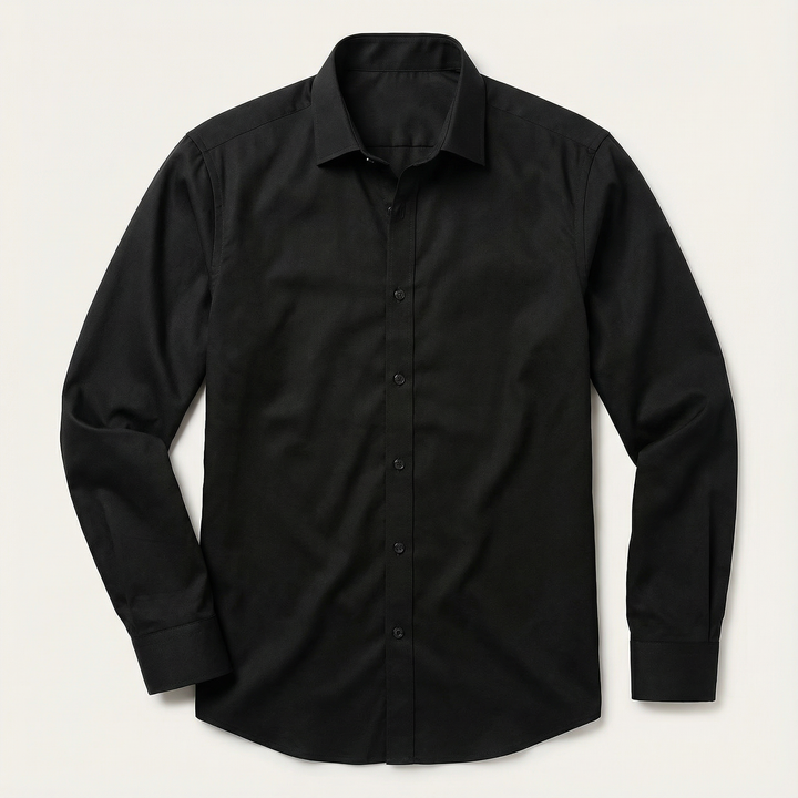 Men’s Long-Sleeve Button-Up Shirt – Collared Design, Slim Fit