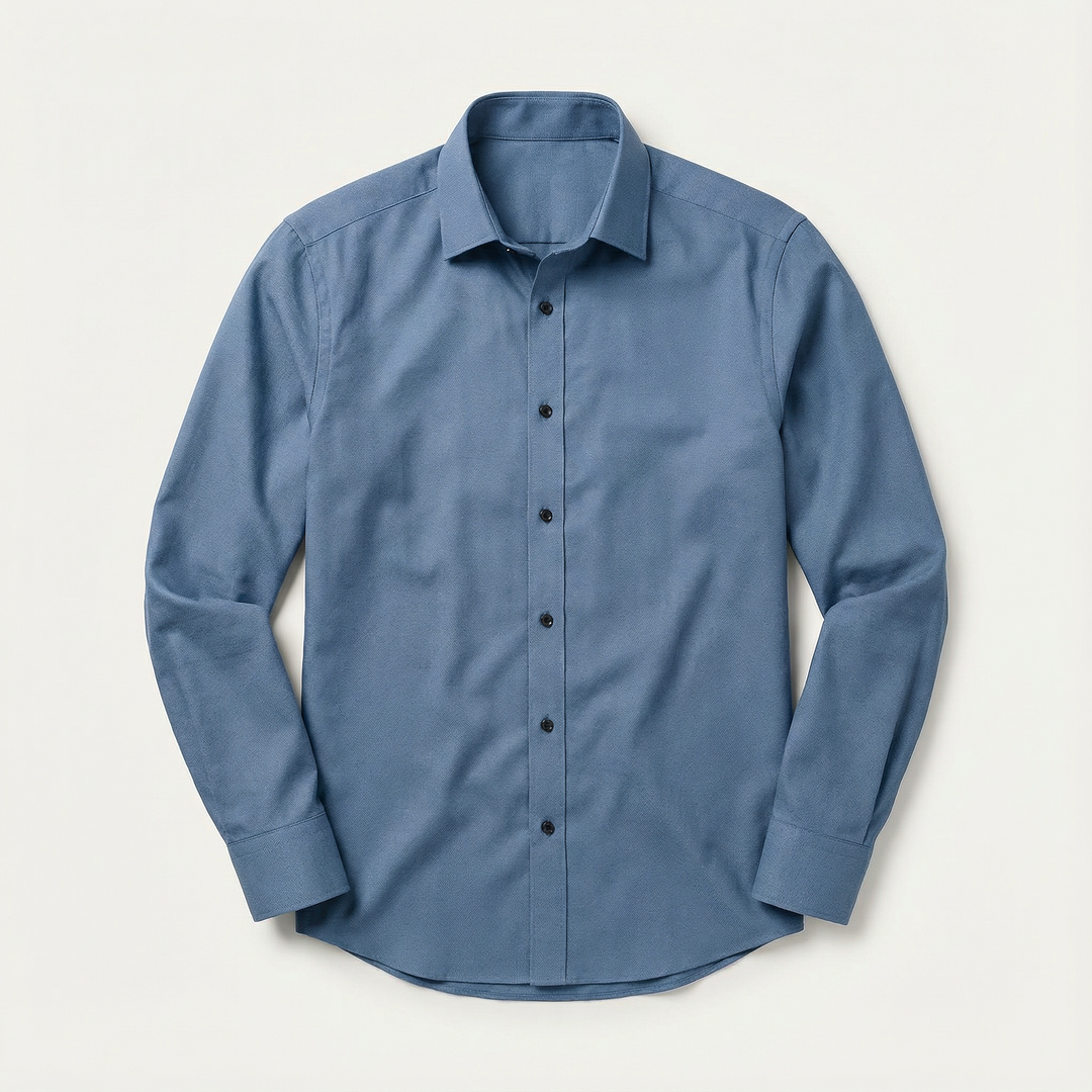Men’s Long-Sleeve Button-Up Shirt – Collared Design, Slim Fit