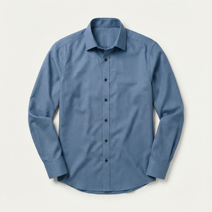 Men’s Long-Sleeve Button-Up Shirt – Collared Design, Slim Fit