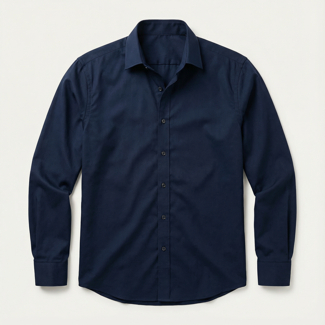 Men’s Long-Sleeve Button-Up Shirt – Collared Design, Slim Fit