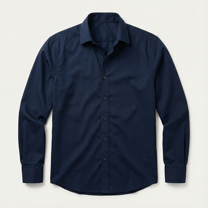 Men’s Long-Sleeve Button-Up Shirt – Collared Design, Slim Fit