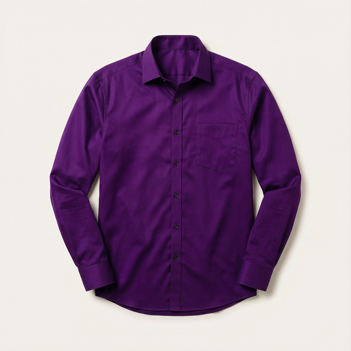 Men’s Long-Sleeve Button-Up Shirt – Collared Design, Slim Fit
