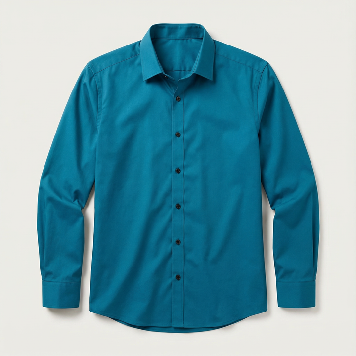 Men’s Long-Sleeve Button-Up Shirt – Collared Design, Slim Fit