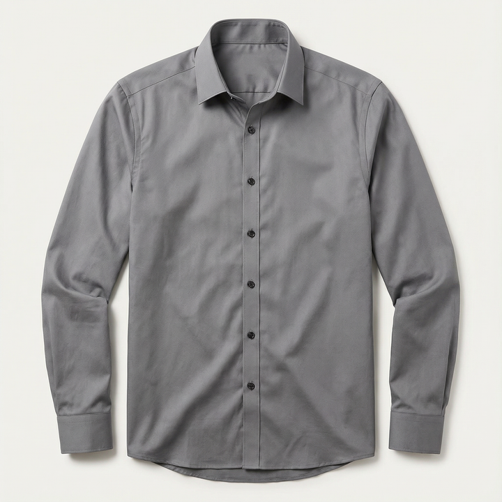 Men’s Long-Sleeve Button-Up Shirt – Collared Design, Slim Fit