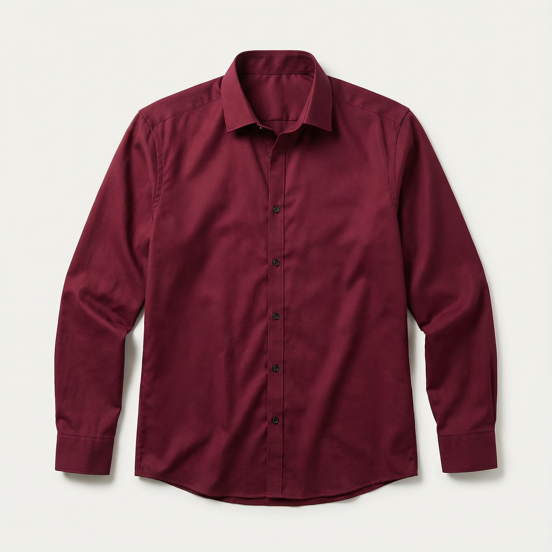 Men’s Long-Sleeve Button-Up Shirt – Collared Design, Slim Fit