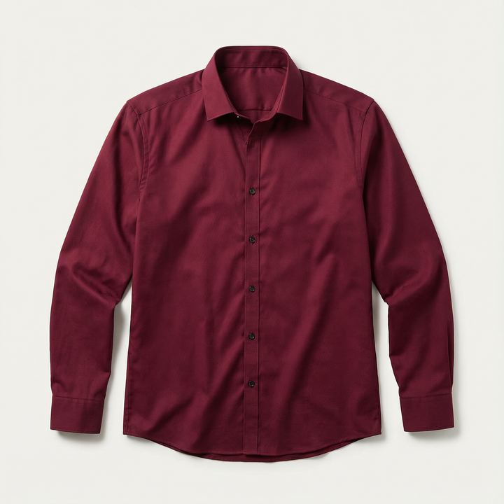 Men’s Long-Sleeve Button-Up Shirt – Collared Design, Slim Fit