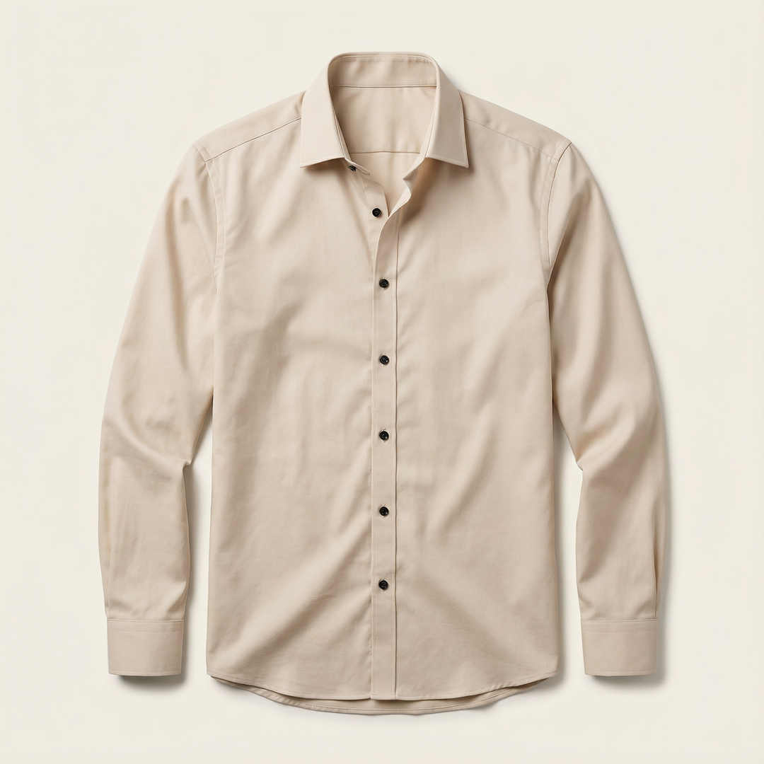Men’s Long-Sleeve Button-Up Shirt – Collared Design, Slim Fit