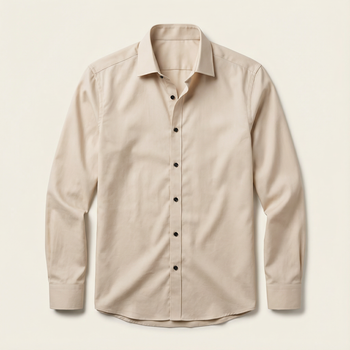 Men’s Long-Sleeve Button-Up Shirt – Collared Design, Slim Fit