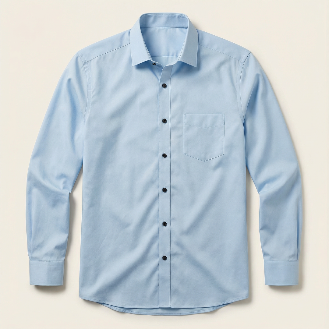 Men’s Long-Sleeve Button-Up Shirt – Collared Design, Slim Fit