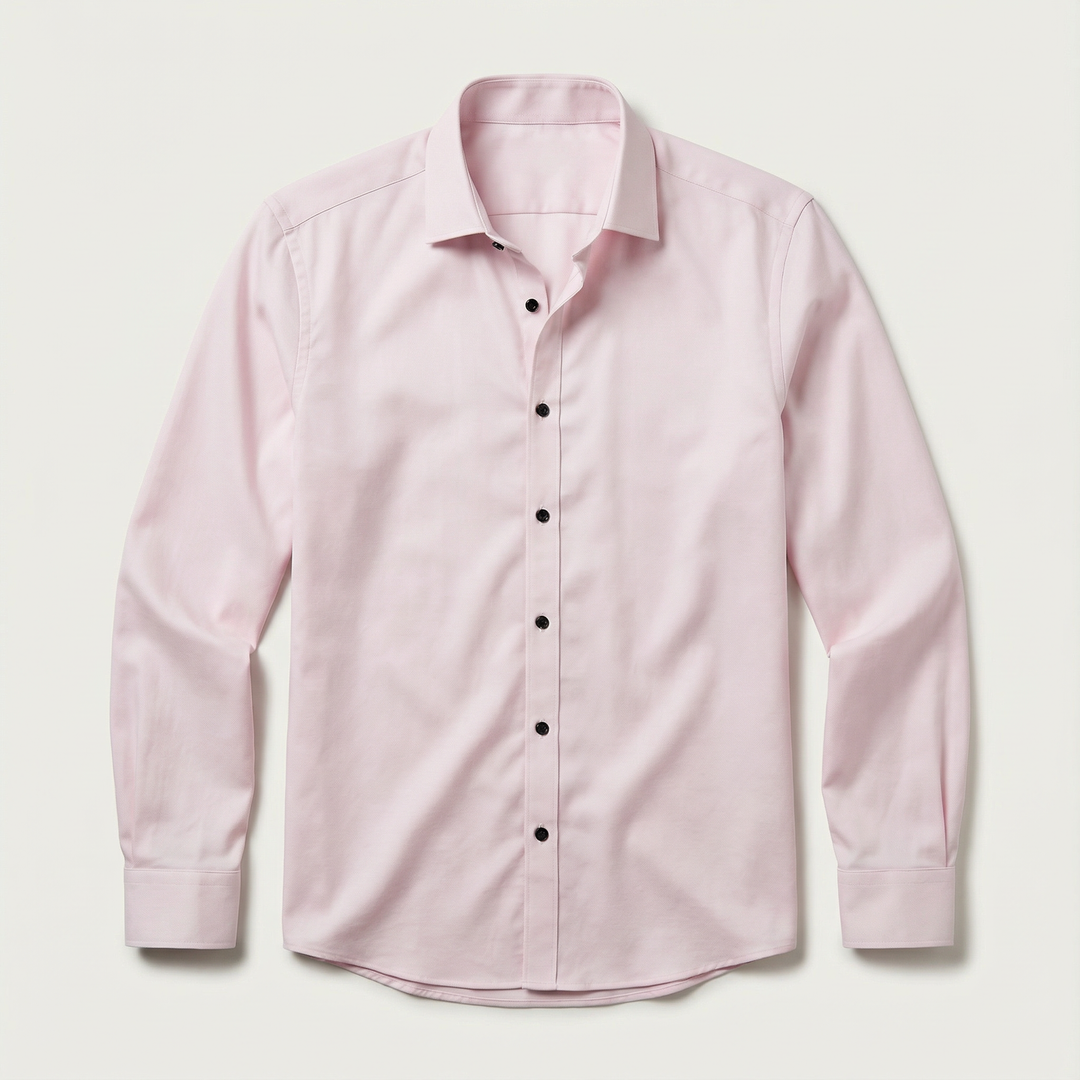 Men’s Long-Sleeve Button-Up Shirt – Collared Design, Slim Fit