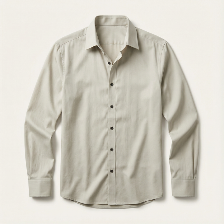Men’s Long-Sleeve Button-Up Shirt – Collared Design, Slim Fit