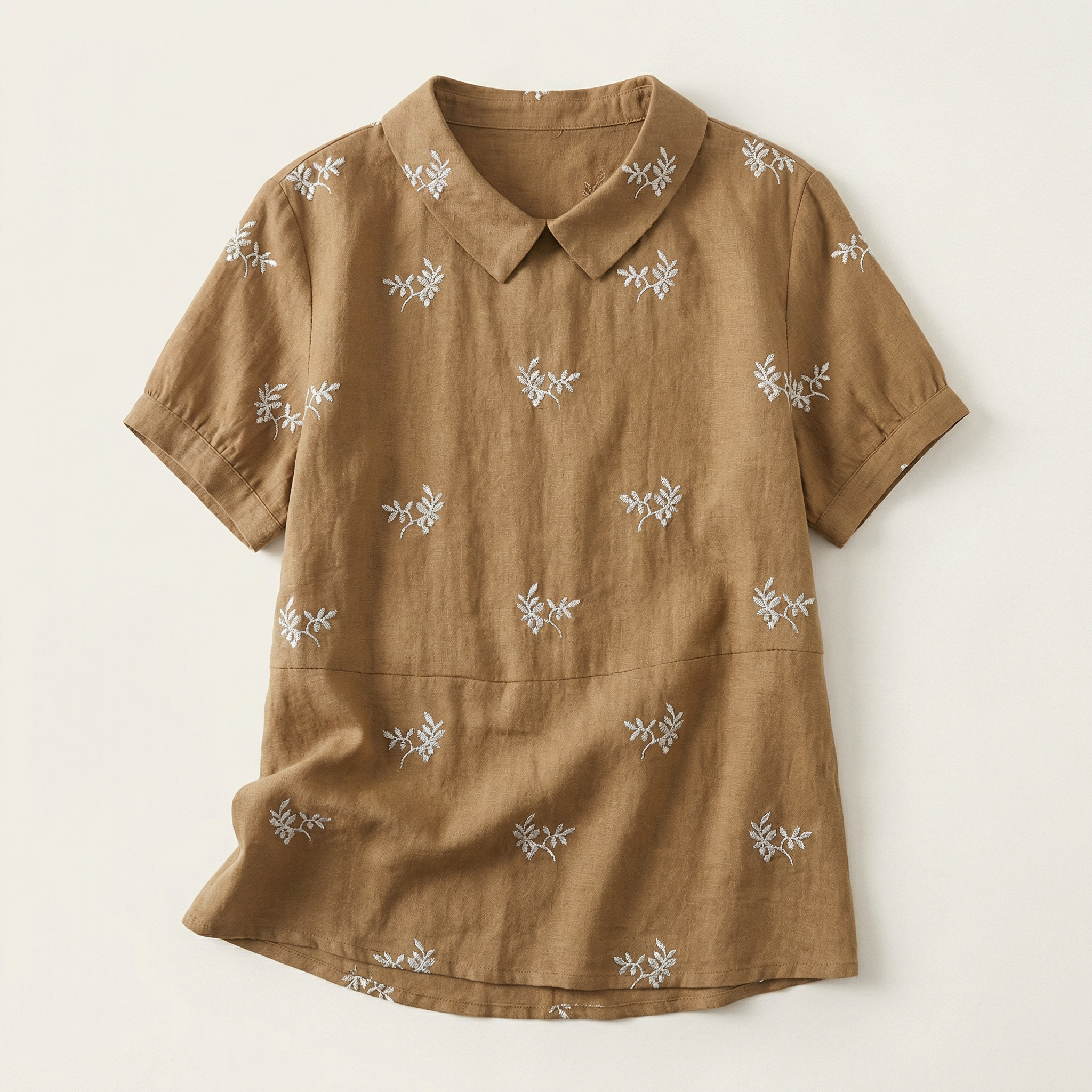 Women’s Short-Sleeve Shirt – Collared Embroidered Design