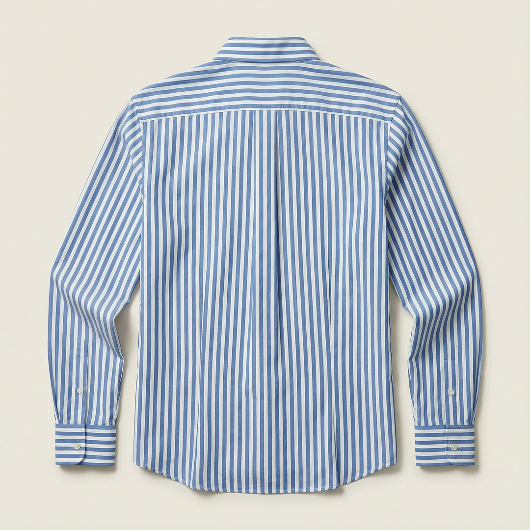 Men’s Long-Sleeve Striped Button-Up Shirt – Collared Design