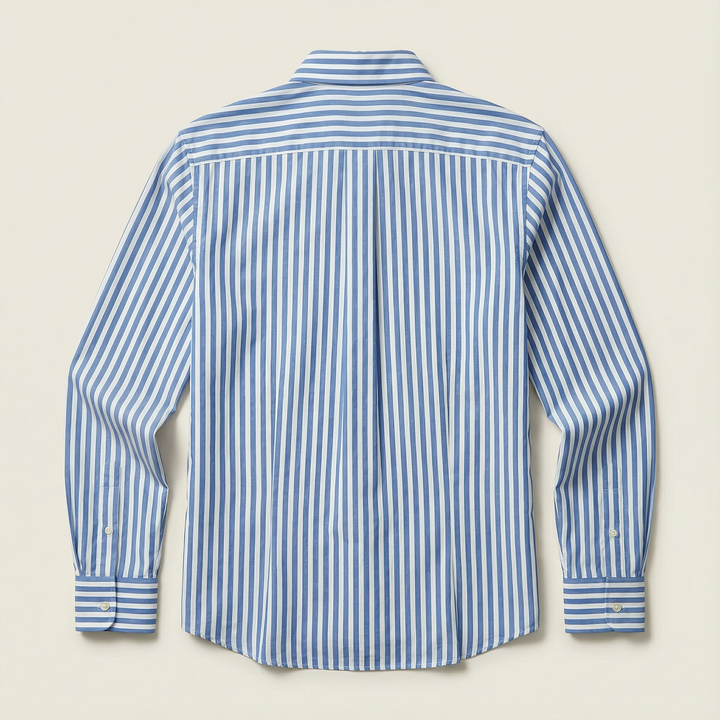 Men’s Long-Sleeve Striped Button-Up Shirt – Collared Design