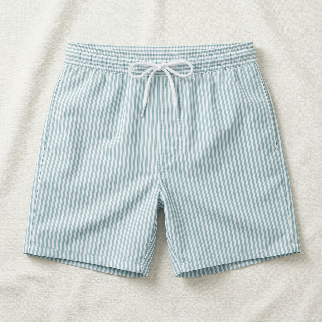 Men’s Striped Shorts – Elastic Waist with Drawstring