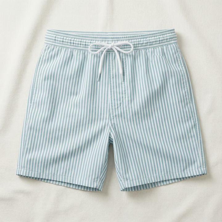 Men’s Striped Shorts – Elastic Waist with Drawstring