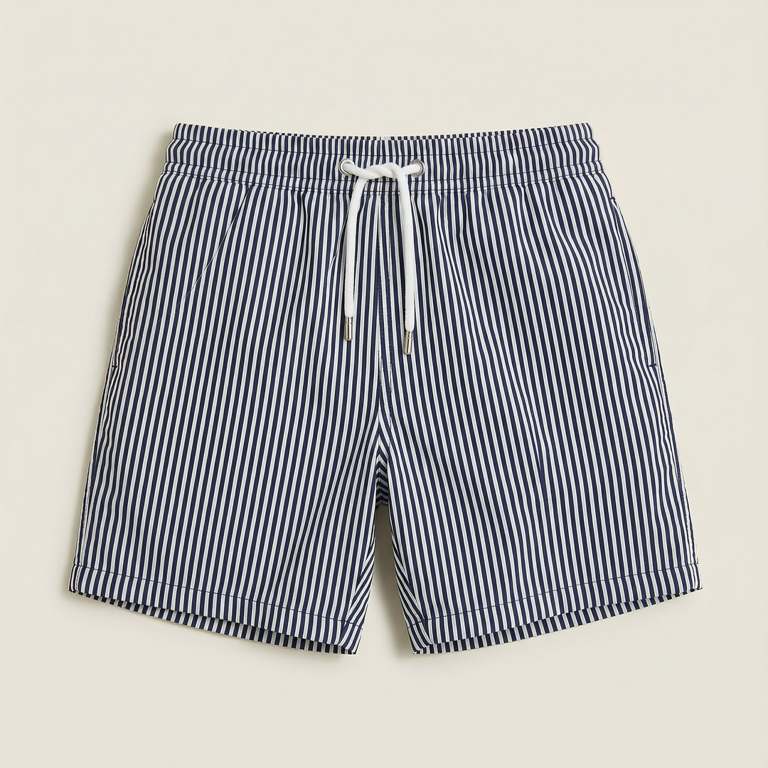 Men’s Striped Shorts – Elastic Waist with Drawstring