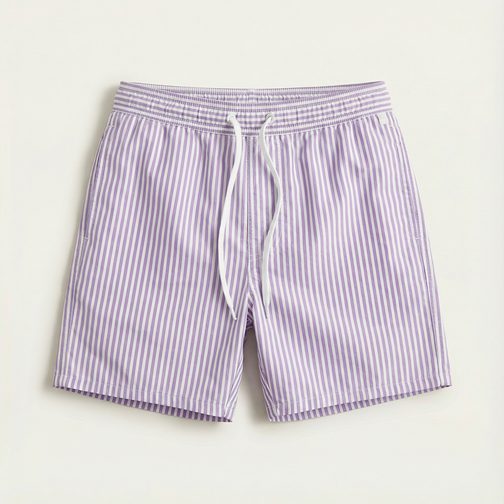 Men’s Striped Shorts – Elastic Waist with Drawstring