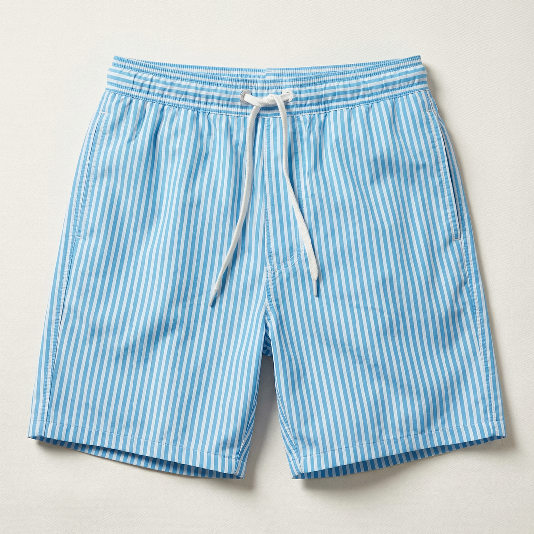 Men’s Striped Shorts – Elastic Waist with Drawstring