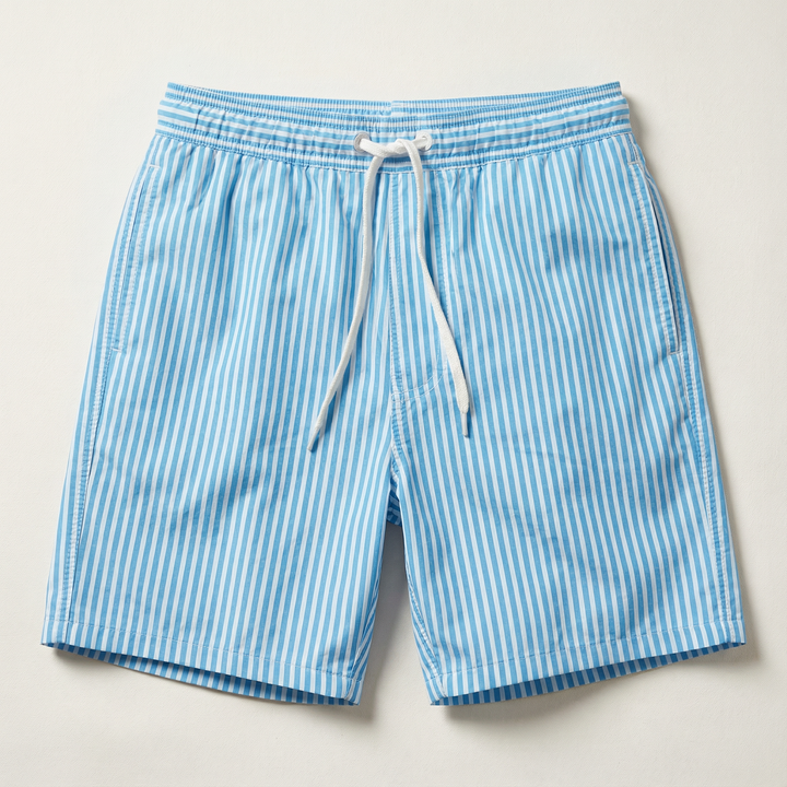 Men’s Striped Shorts – Elastic Waist with Drawstring