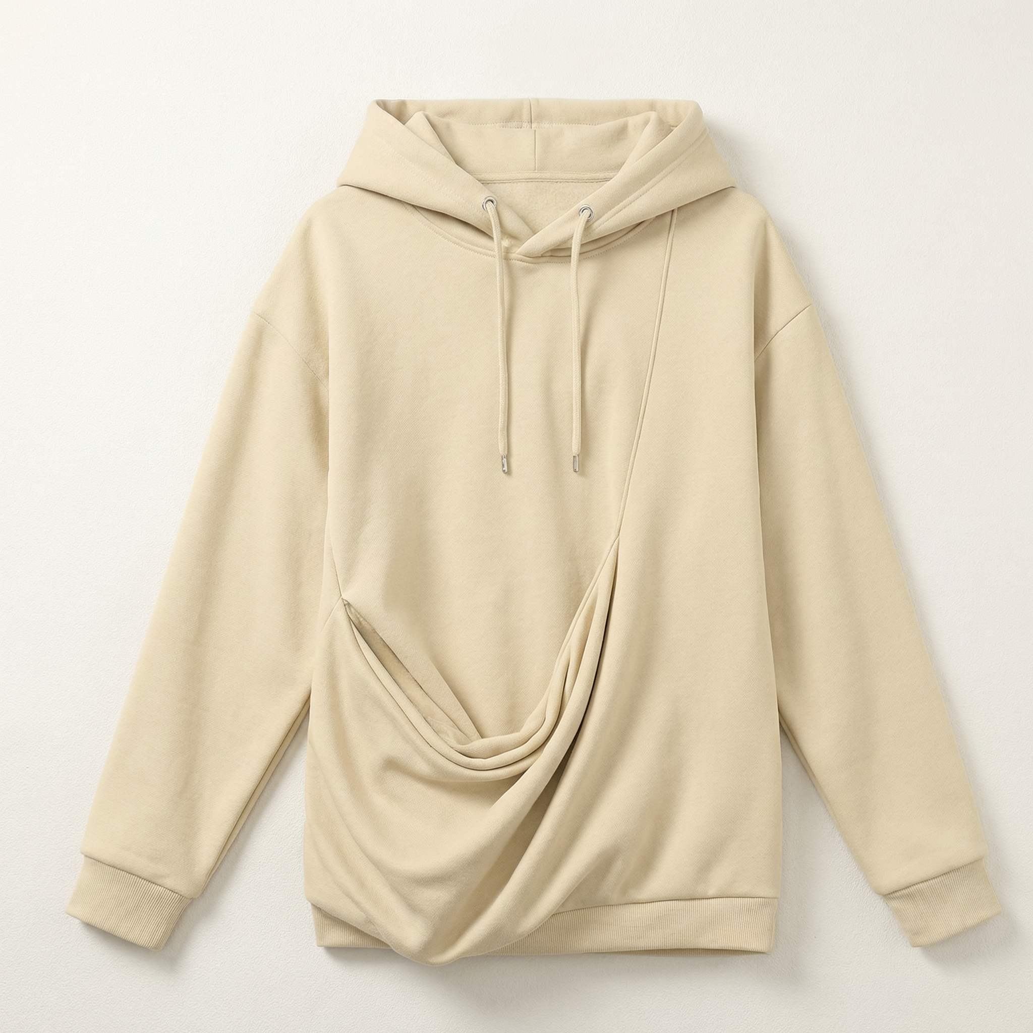 Women’s Hooded Sweatshirt – Long Sleeve, Pullover Style, Draped Front Design