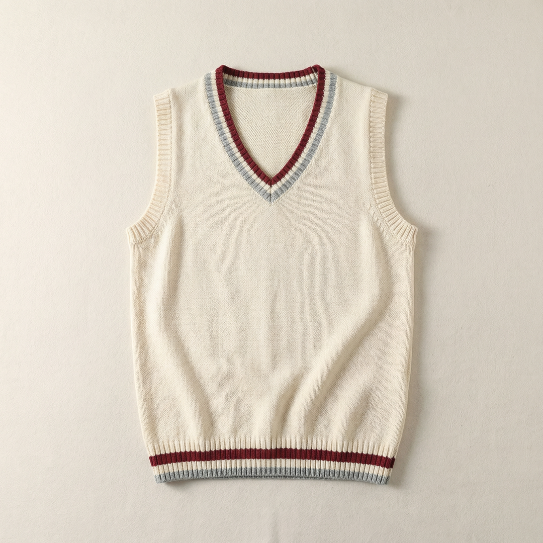 Men’s Sleeveless Vest – V-Neck, Ribbed Trim