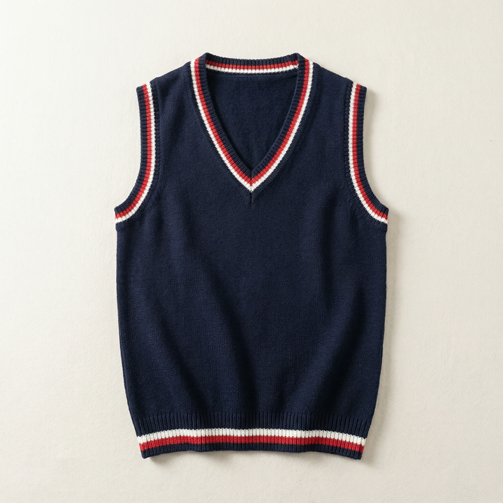 Men’s Sleeveless Vest – V-Neck, Ribbed Trim