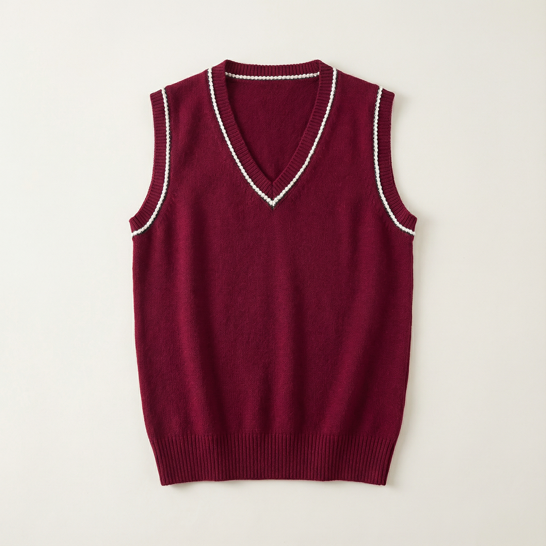 Men’s Sleeveless Vest – V-Neck, Ribbed Trim