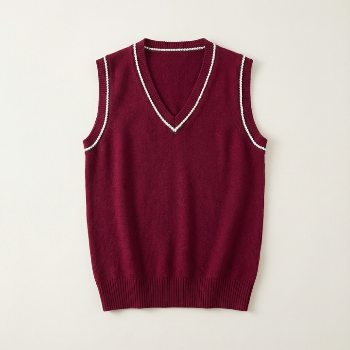 Men’s Sleeveless Vest – V-Neck, Ribbed Trim