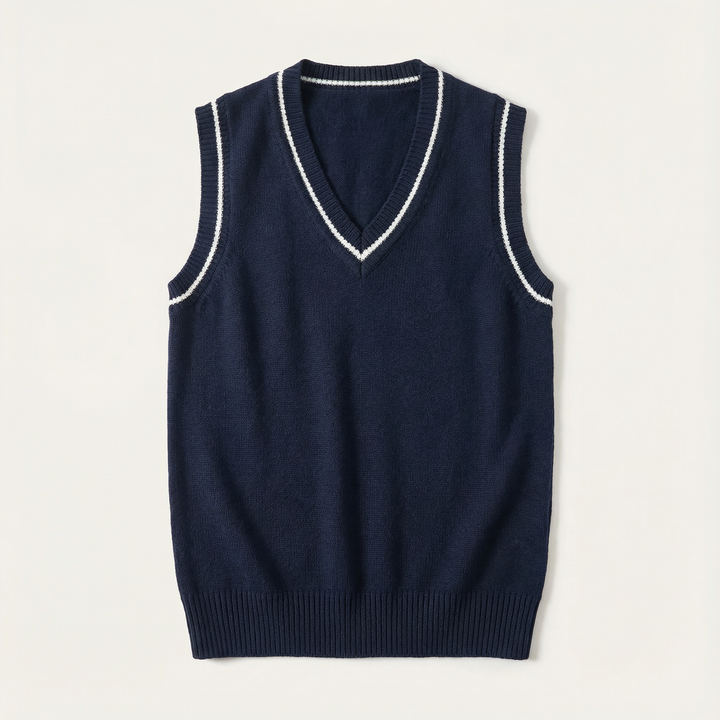 Men’s Sleeveless Vest – V-Neck, Ribbed Trim