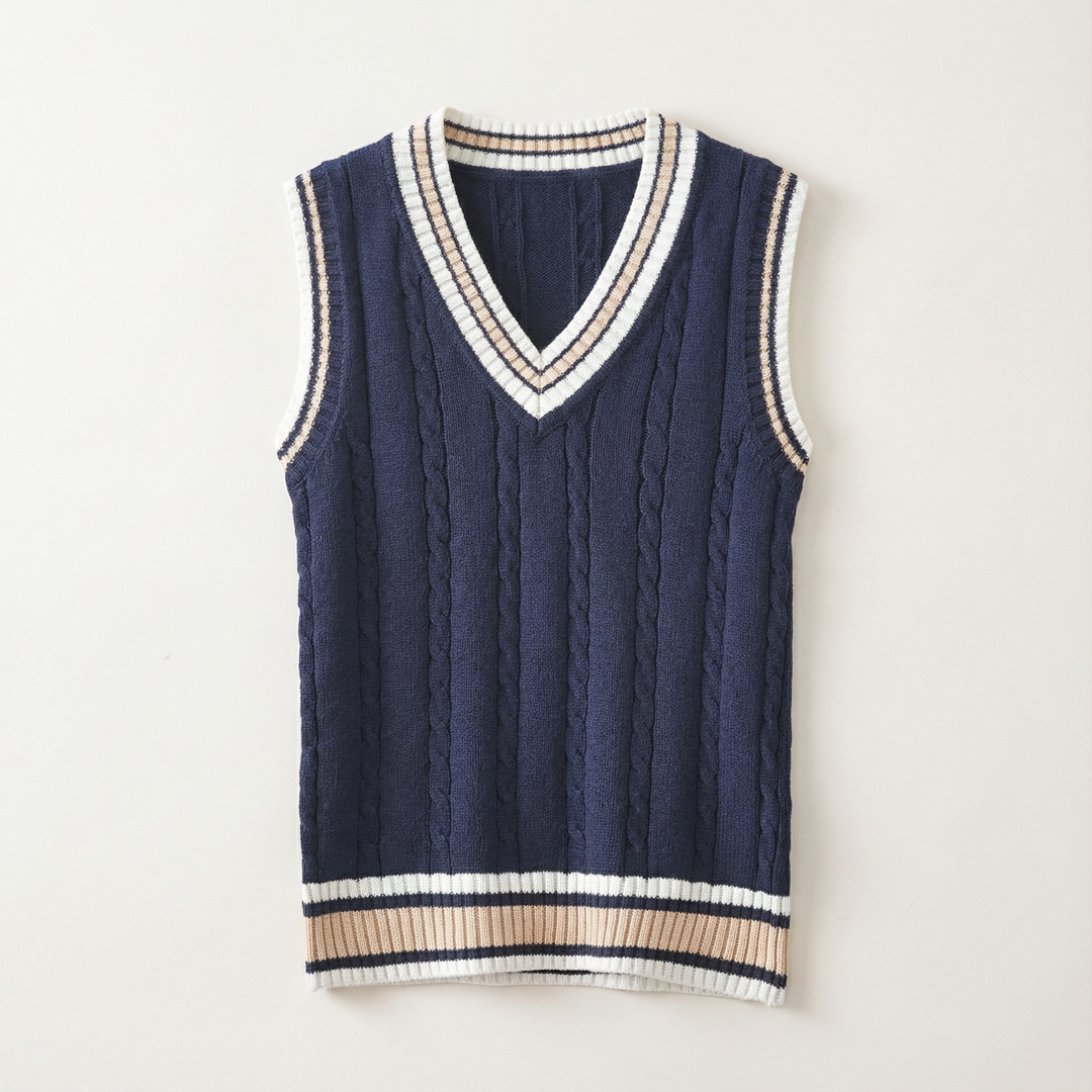 Men’s Sleeveless Vest – V-Neck, Ribbed Trim