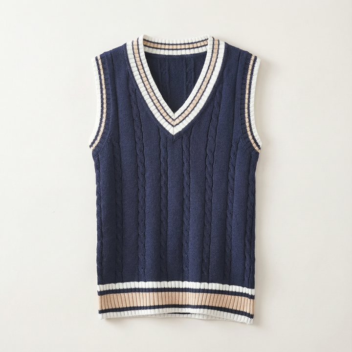 Men’s Sleeveless Vest – V-Neck, Ribbed Trim