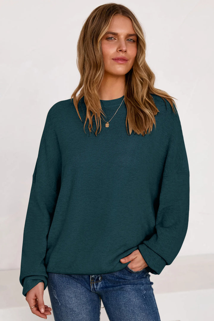 Wool blend oversized crew neck jumper for women